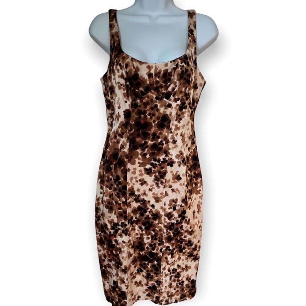 David Meister Sheath Satin Animal Leopard Print  Fall Dress size 8